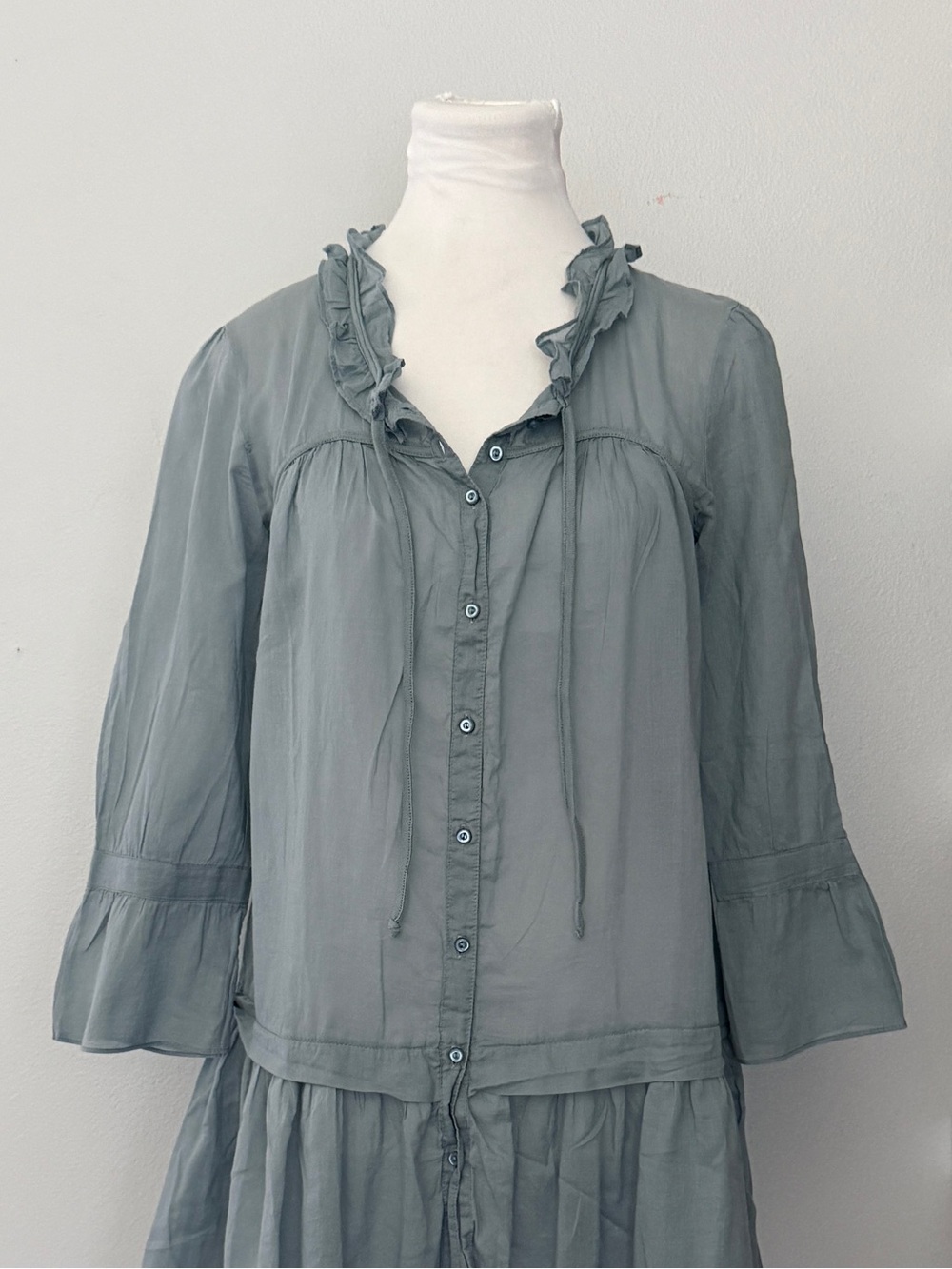 Cop.Copine Pale Blue Ruffle Button-Front Mini Dress s/m - Picture 5 of 16